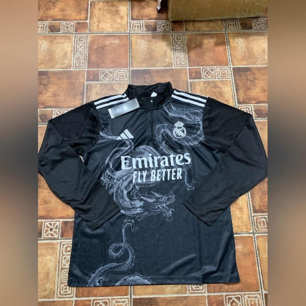 Adidas Real Madrid Long Sleeve Quarter Zip Jacket Size M